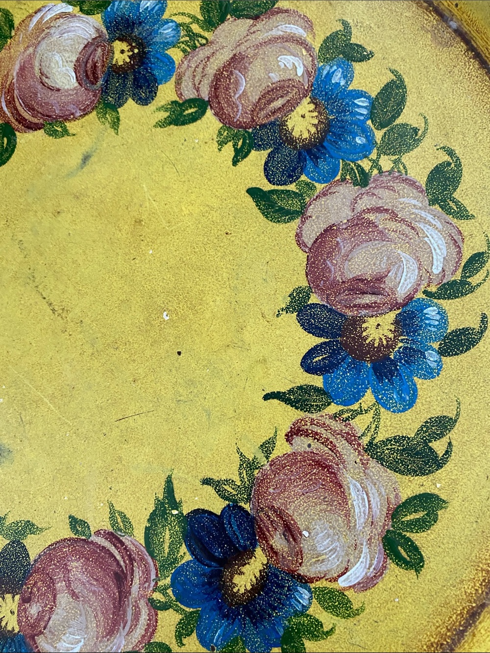 💐Vintage Hand-Painted Yellow Floral Decorative Tray - Picture 4 of 10